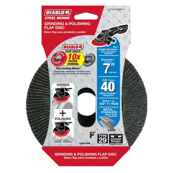 Diablo DCX070040B01F - 7" 40-Grit Steel Demon™ Flap Disc for Metal