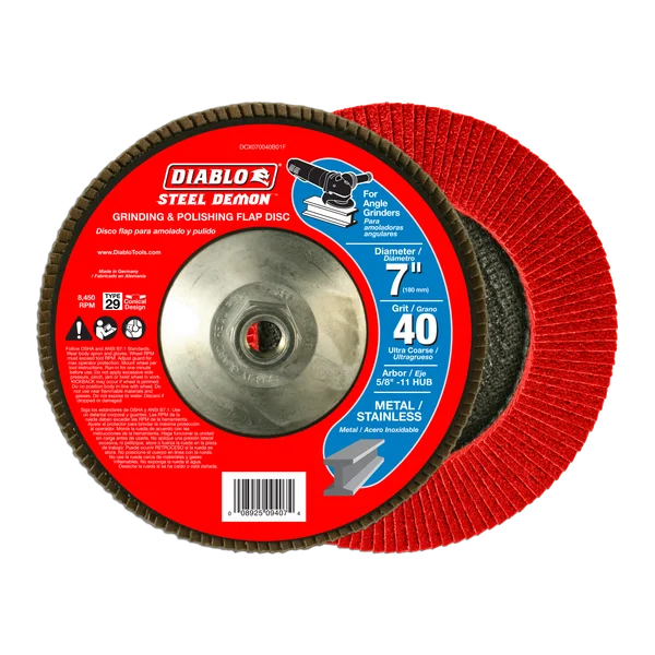 Diablo DCX070040B01F - 7" 40-Grit Steel Demon™ Flap Disc for Metal