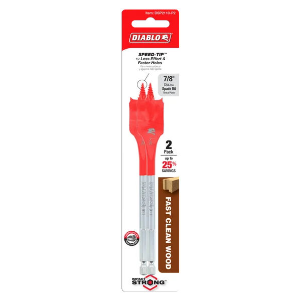 Diablo DSP2110-P2 - 7/8" x 6" Spade Bits for Wood (2-pk)