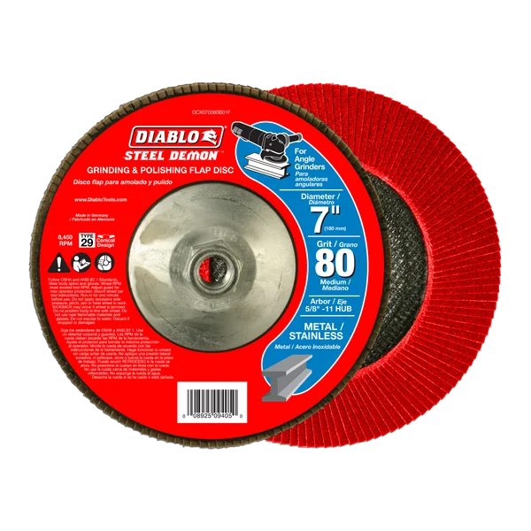 Diablo DCX070080B01F - 7" 80-Grit Steel Demon™ Flap Disc for Metal