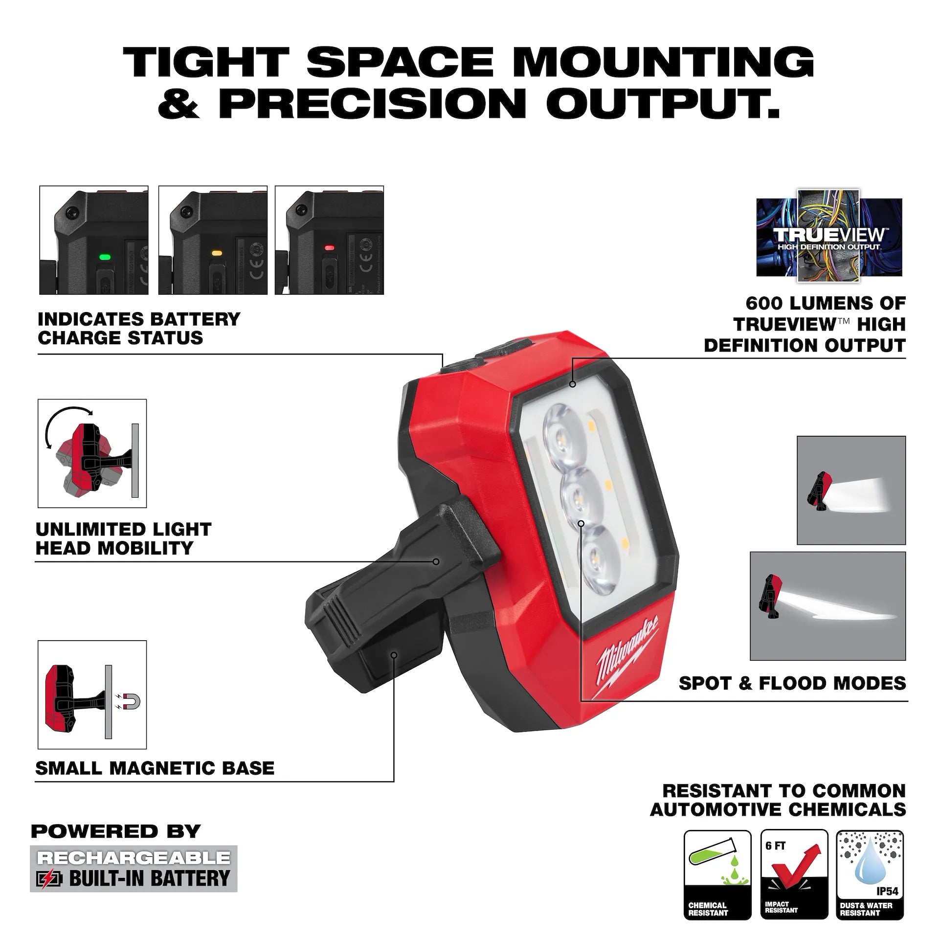 Milwaukee 2015R - Rechargeable Pivoting Task Light w/ Spot Mode