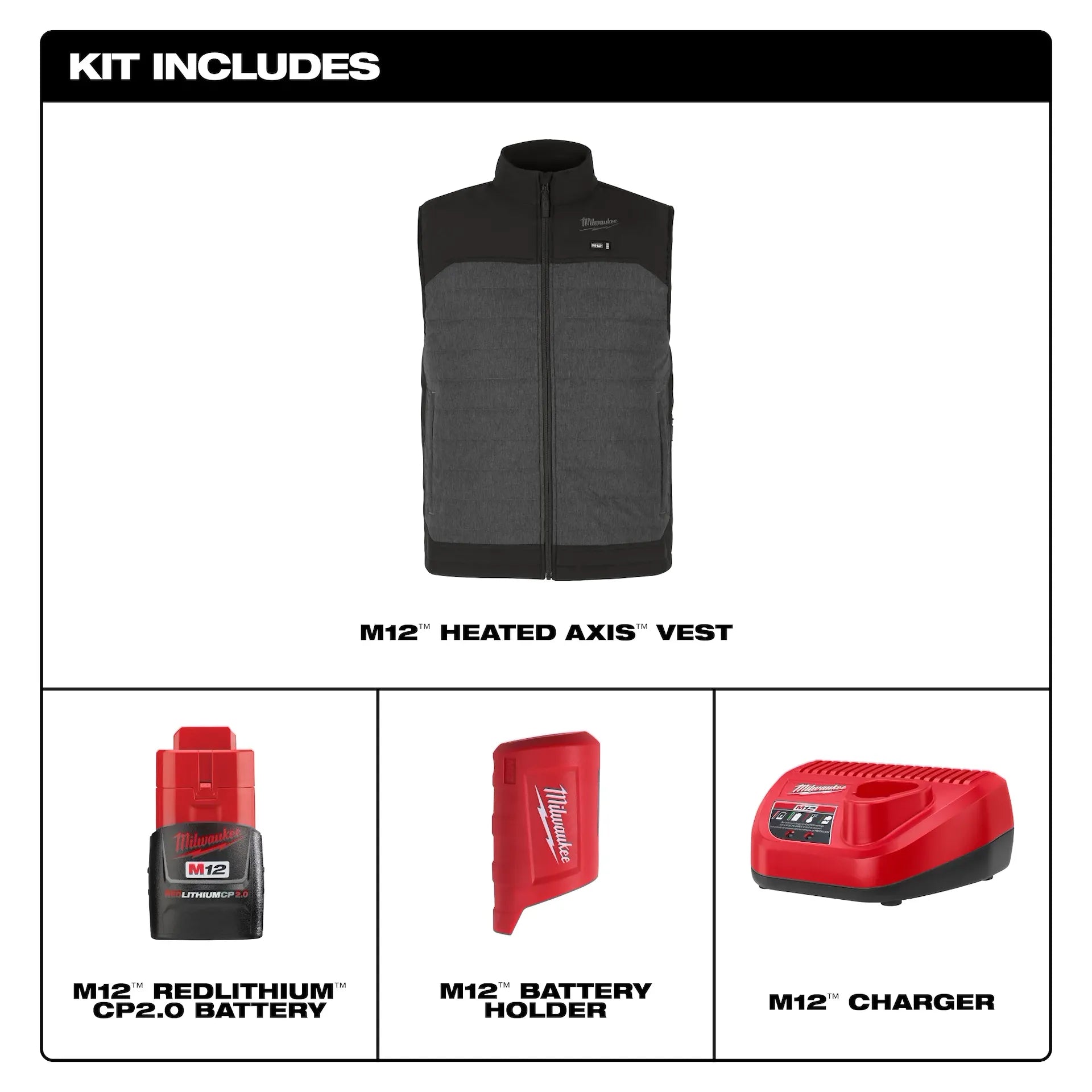 Milwaukee Men's Gray AXIS Heated Vest Kit