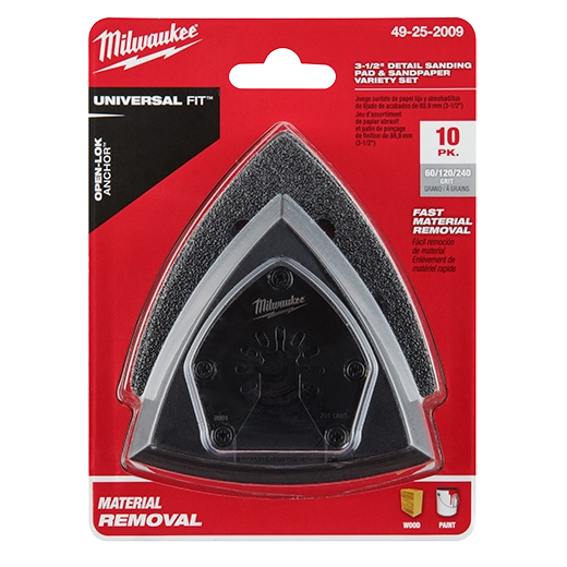 Milwaukee 49-25-2009 - 3-1/2" Triangle Sanding Kit 1 Pad/9pk Sandpaper