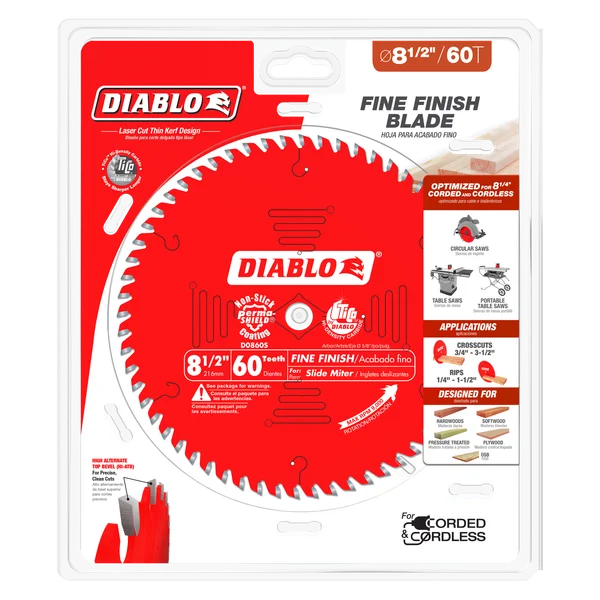 Diablo D0860S - 8-1/2" x 60-Teeth Fine Finish Saw Blade for Wood