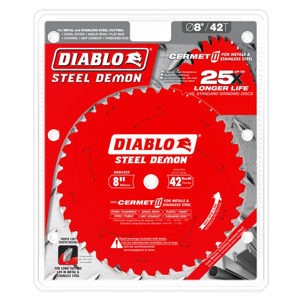 Diablo D0842CF - 8" x 42-Teeth Steel Demon™ Cermet II Saw Blade for Thick Metal