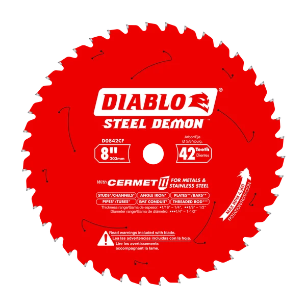 Diablo D0842CF - 8" x 42-Teeth Steel Demon™ Cermet II Saw Blade for Thick Metal