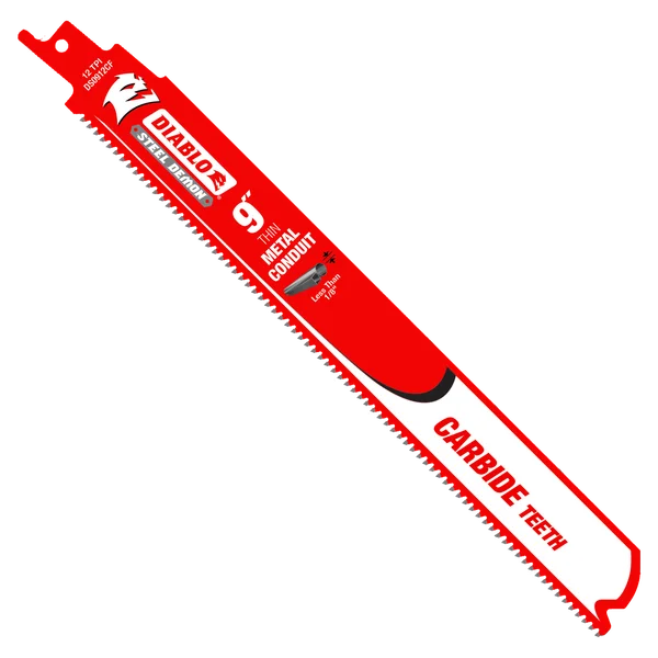 Diablo DS0912CF - 9" 12TPI Steel Demon™ Carbide Teeth Reciprocating Saw Blade for Thin Metal Conduit
