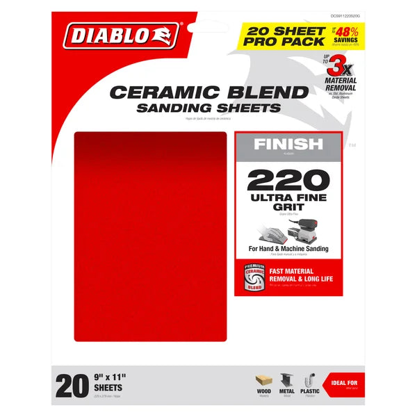 Diablo 9" x 11" 220-Grit Sanding Sheets