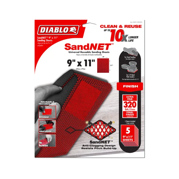 Diablo DND911320H05G - 9" x 11" Sand Demon™ 320-Grit Reusable Sanding Sheets (5-pk)