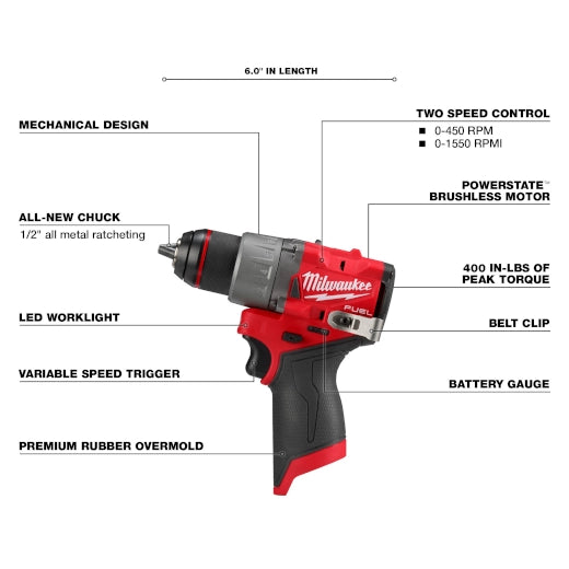 Milwaukee 3403-20 - M12 FUEL 1/2" Drill/Driver