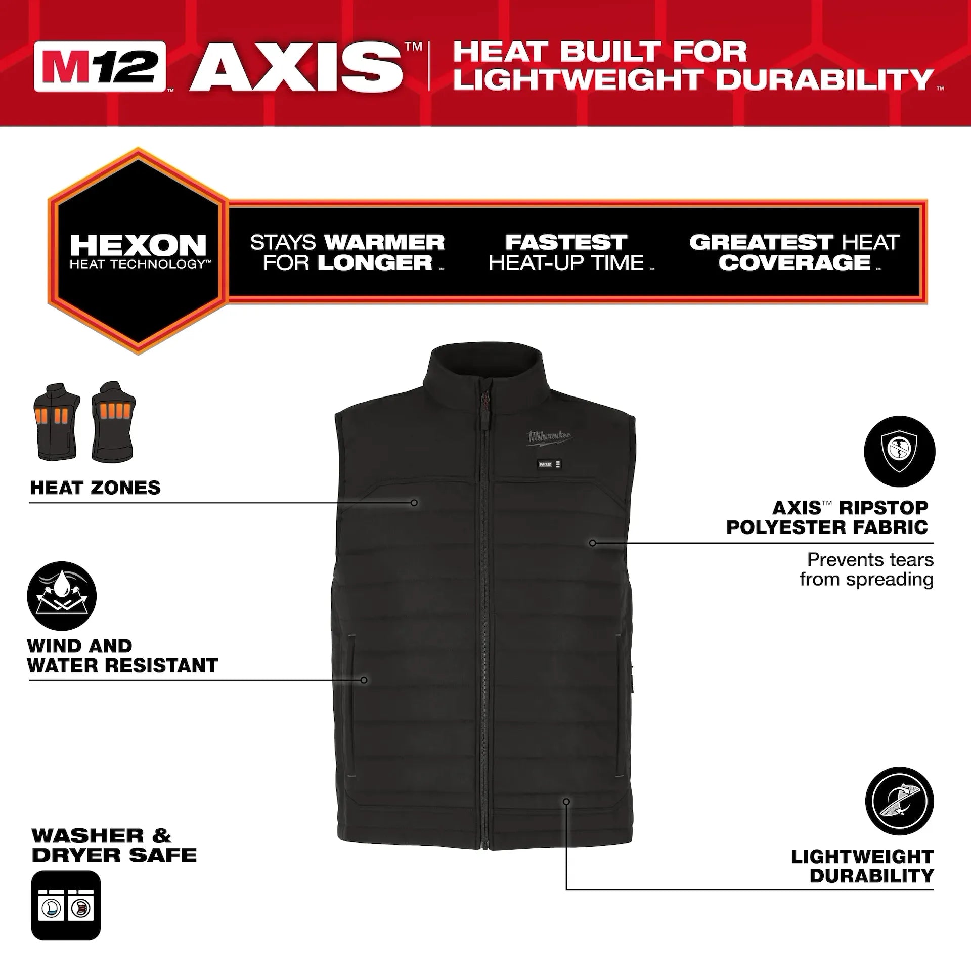 Milwaukee Men's Black AXIS Heated Vest Kit