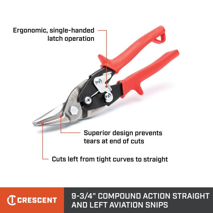 Crescent M1R - 9-3/4" Compound Action Straight and Left Cut Aviation Snips
