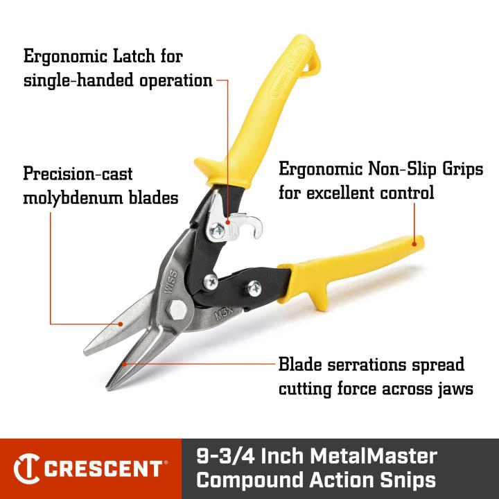 Crescent M3R - 9-3/4" Compound Action Straight, Left, and Right Cut Snips