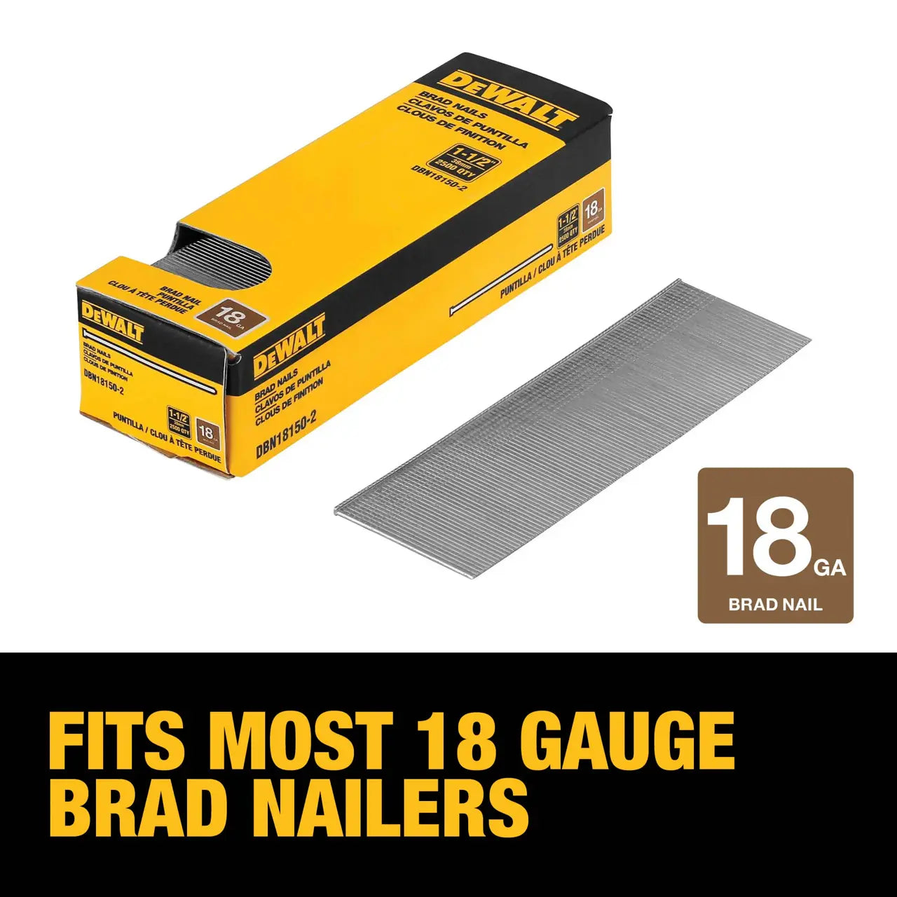 DEWALT DBN18150-2 - 18 gauge 1-1/2-in. Brad nails (2500-pack)
