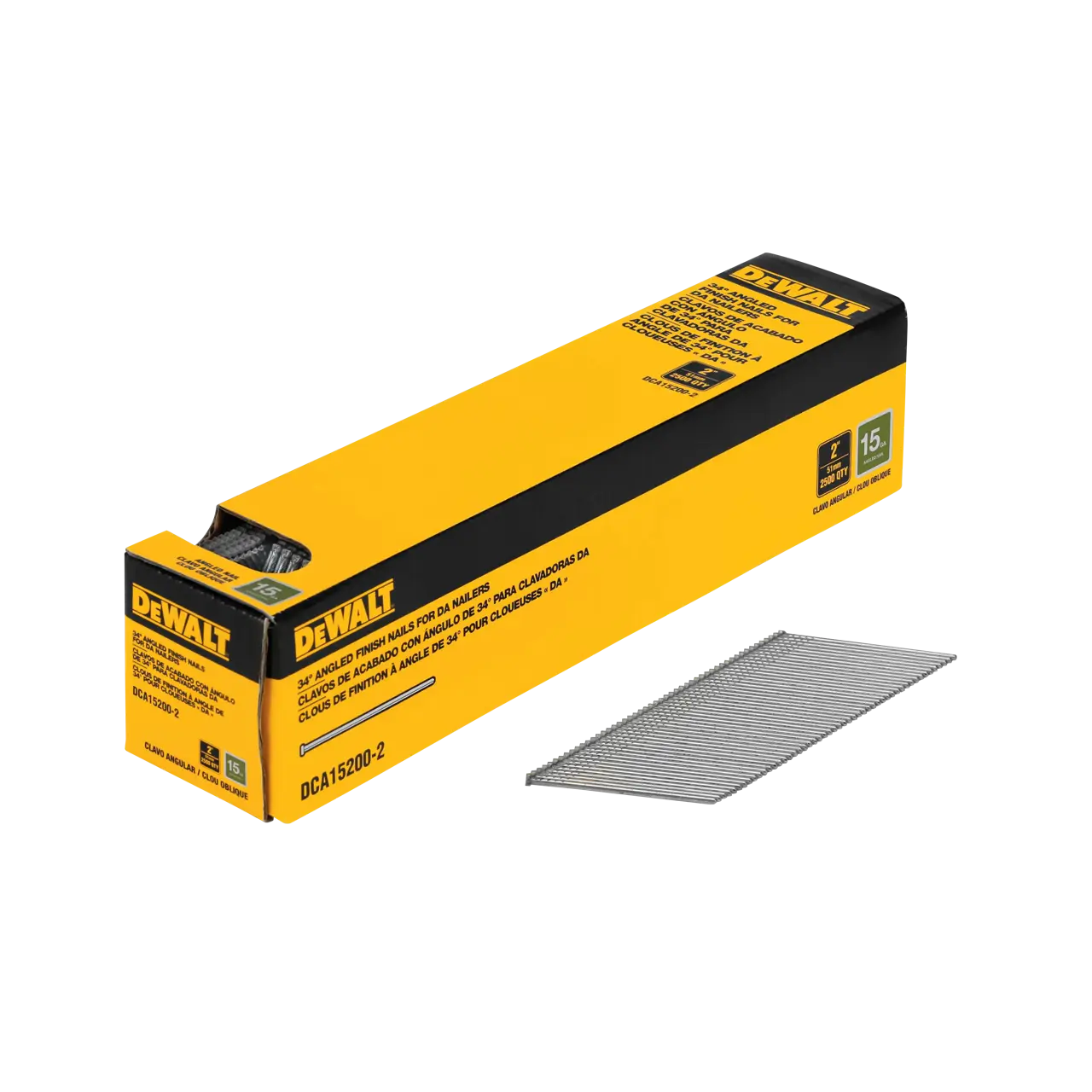 DEWALT DCA15200-2 - 15 gauge 2-in. 34-Degree DA Style Angled Finish Nails (2500-pack)