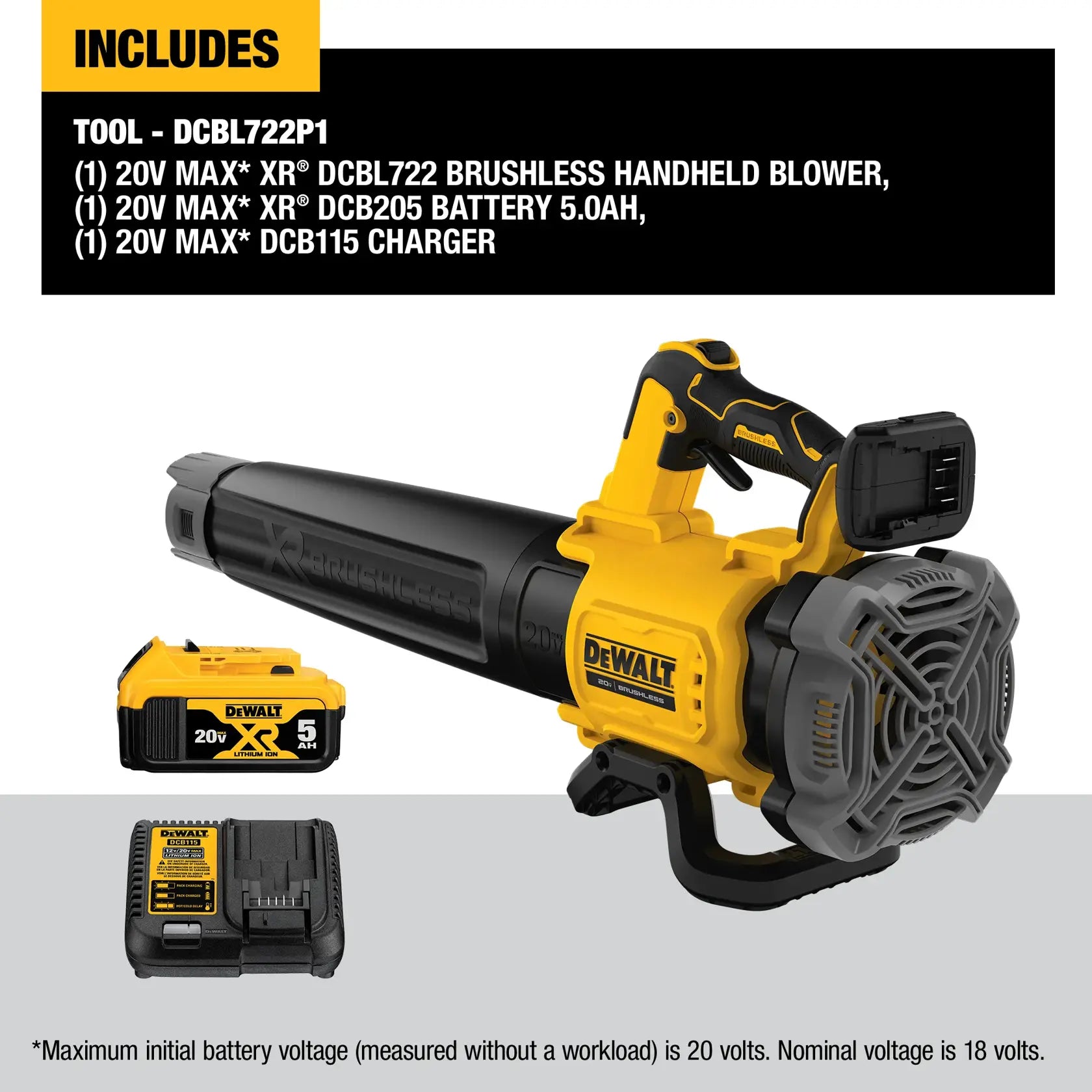 DEWALT DCBL722P1 - 20V MAX XR Brushless Cordless Handheld Blower Kit