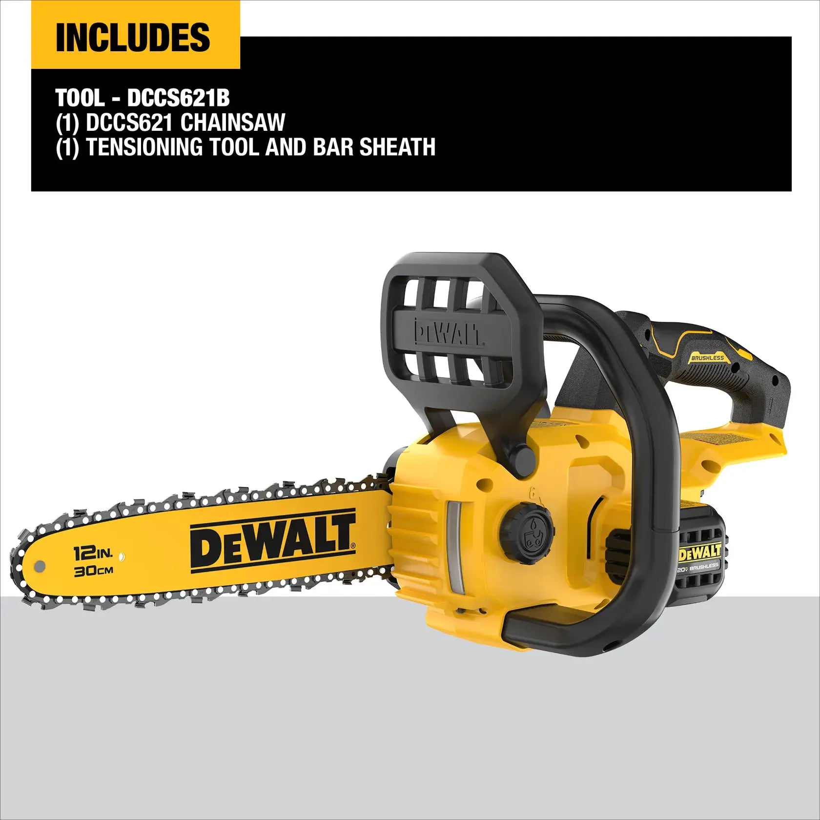 DEWALT DCCS621B - 20V MAX Compact 12-in. Brushless Cordless Chainsaw