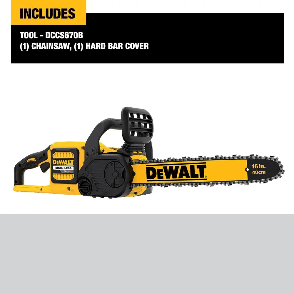 DEWALT DCCS670B - FLEXVOLT 60V MAX* 16-in. Brushless Cordless Chainsaw