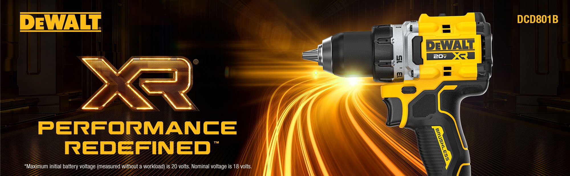 DEWALT DCD801B – DEWALT 20V MAX* XR® Brushless Cordless 1/2 in. Drill/Driver (Tool Only) DEWALT