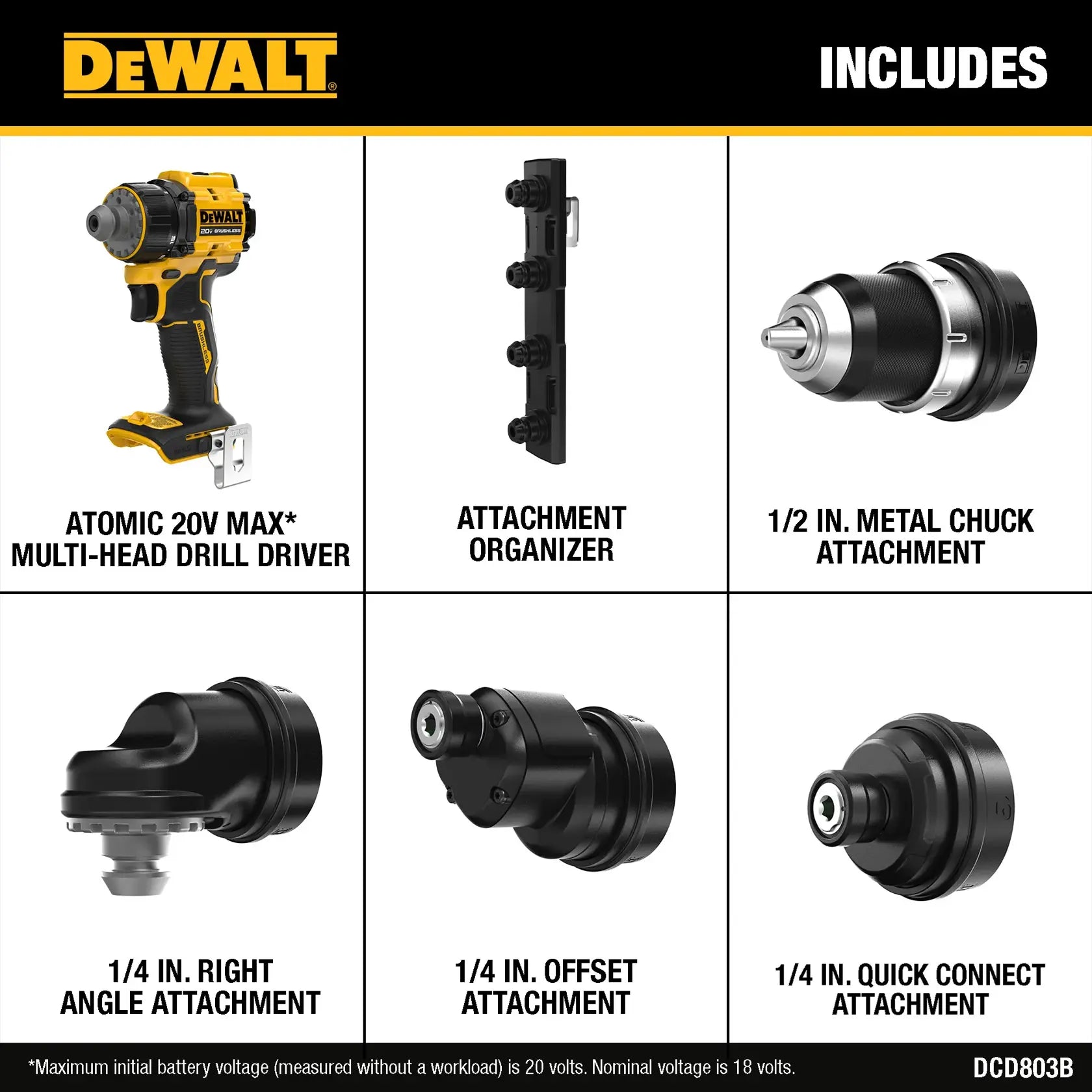 DEWALT DCD803B - 20V MAX ATOMIC Multi-Head Drill/Driver