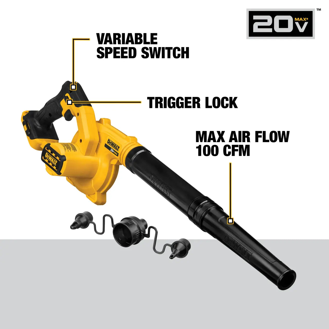 DEWALT DCE100B - 20V MAX* Cordless Compact Jobsite Blower