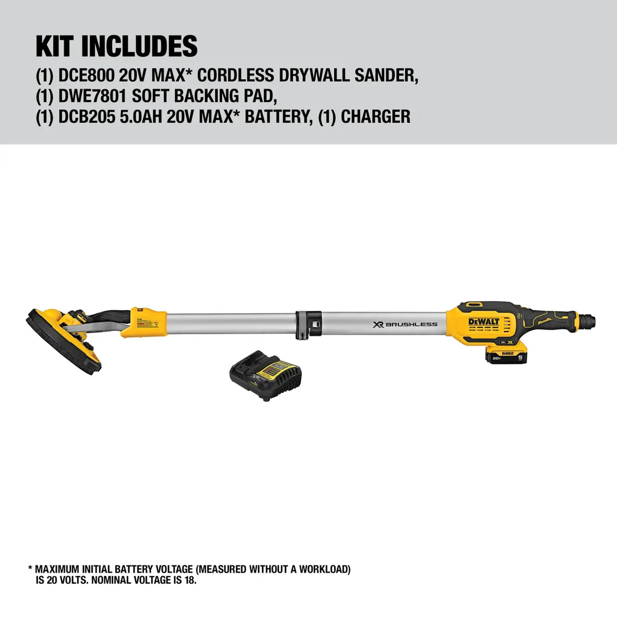 DEWALT DCE800P1 - 20V MAX* Cordless Drywall Sander Kit