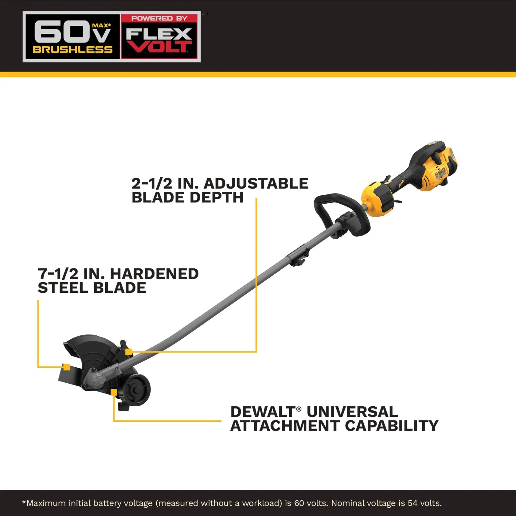 DEWALT DCED472X1 - 60V MAX 7-1/2-in. Brushless Cordless Attachment Capable Edger Kit