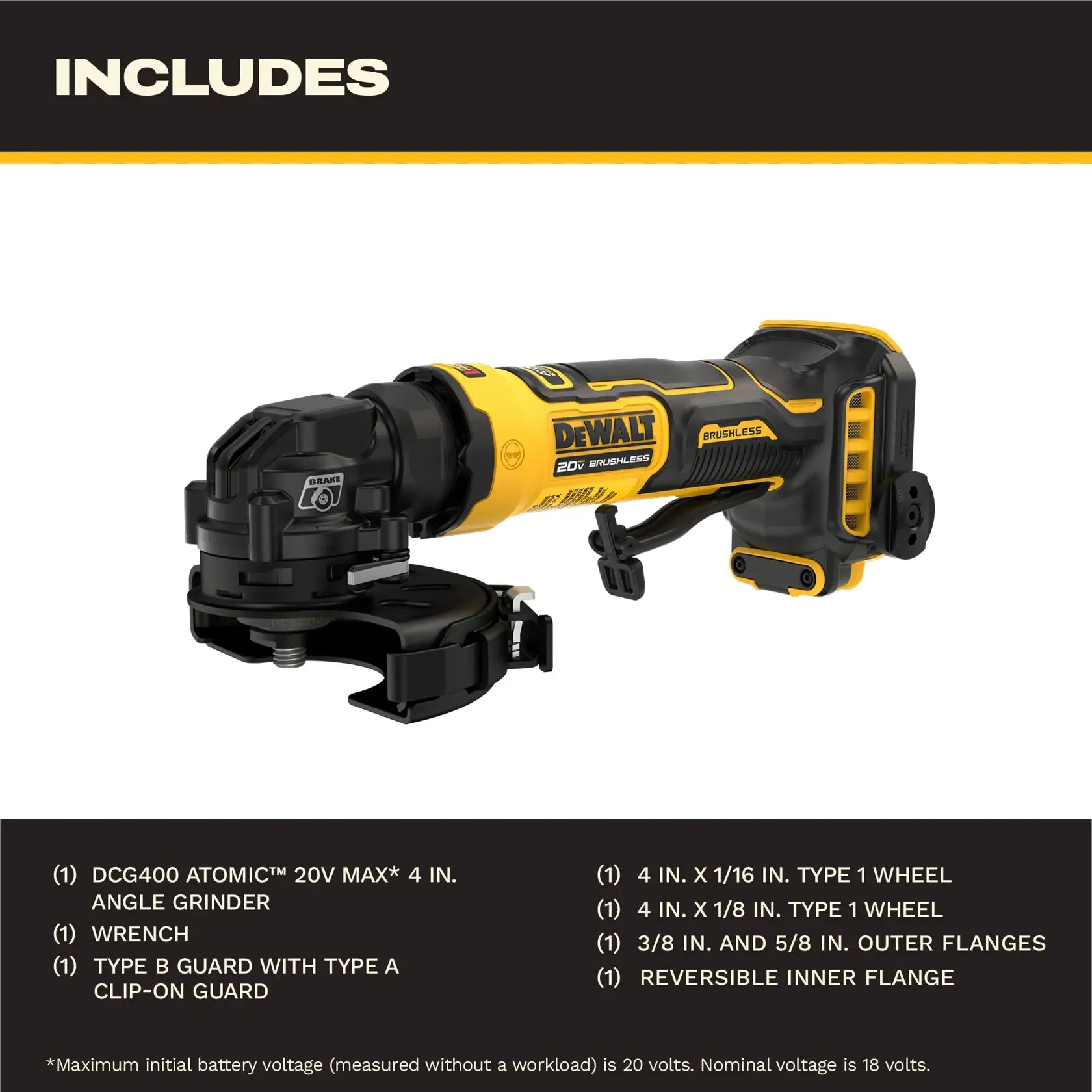 DEWALT DCG400B - 20V MAX ATOMIC 4“ Angle Grinder