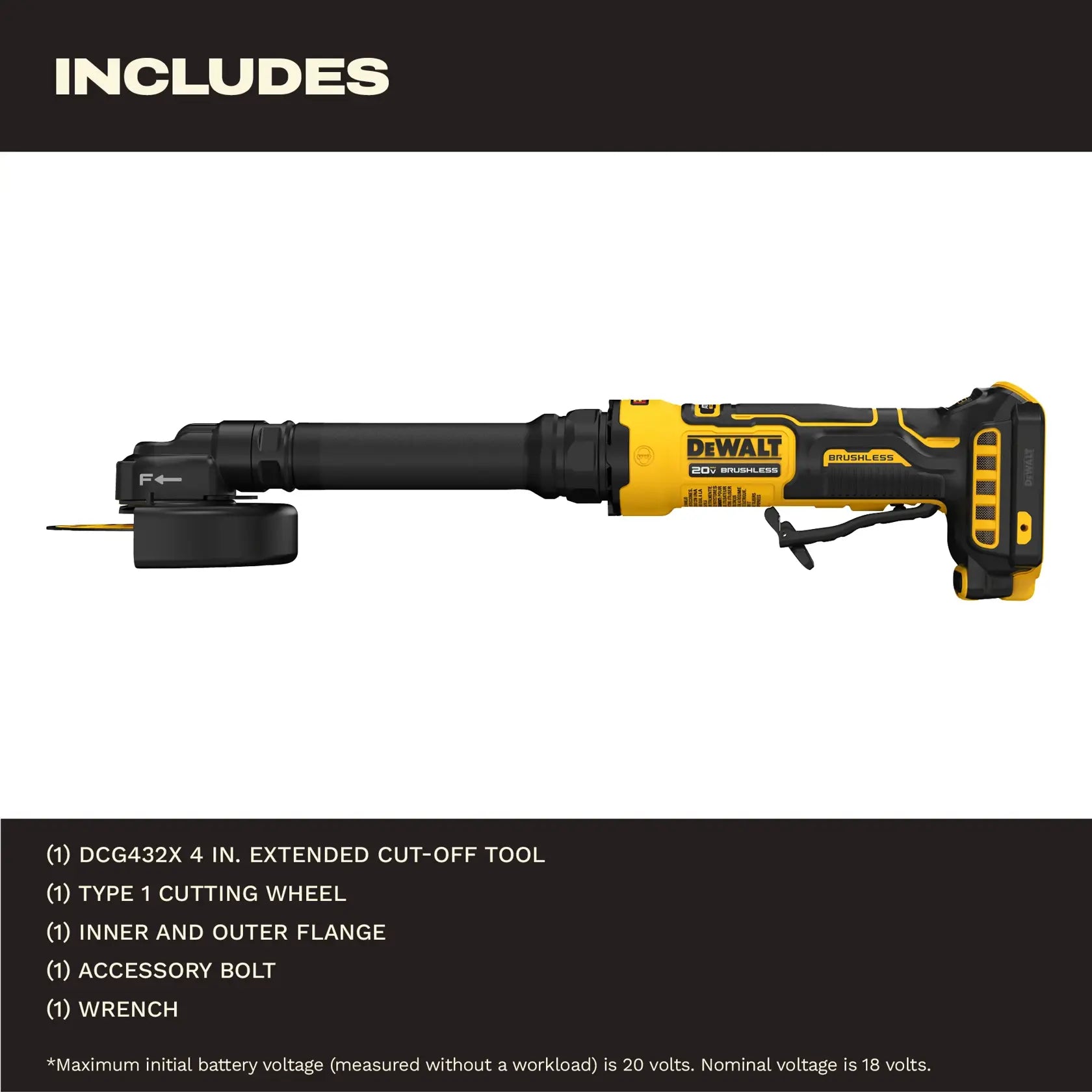 DEWALT DCG432XB - ATOMIC™ 20V MAX* 4 in. Extended Cut-Off Tool (Tool Only)