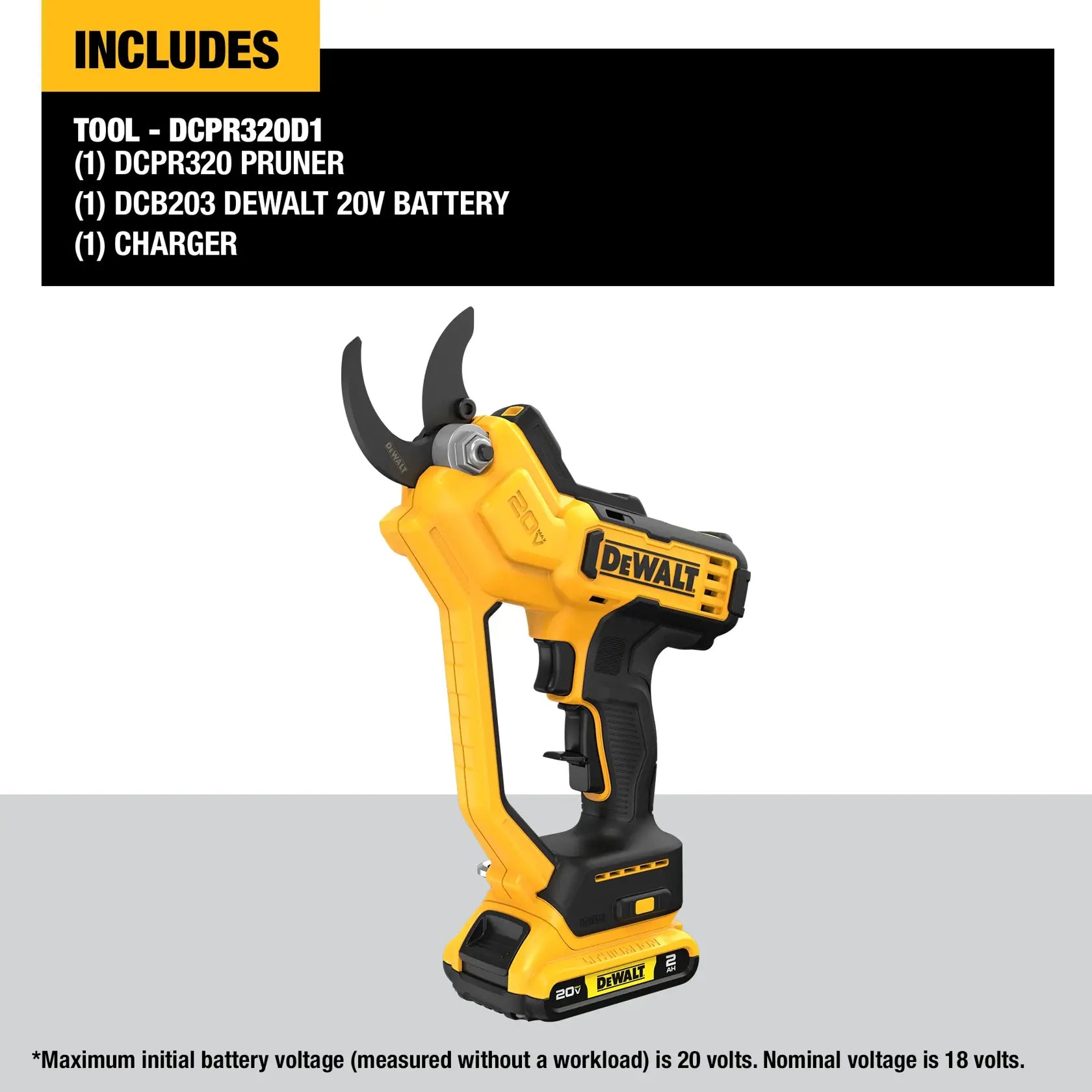 DEWALT DCPR320D1 - 20V MAX 1-1/2-in. Cordless Pruner Kit