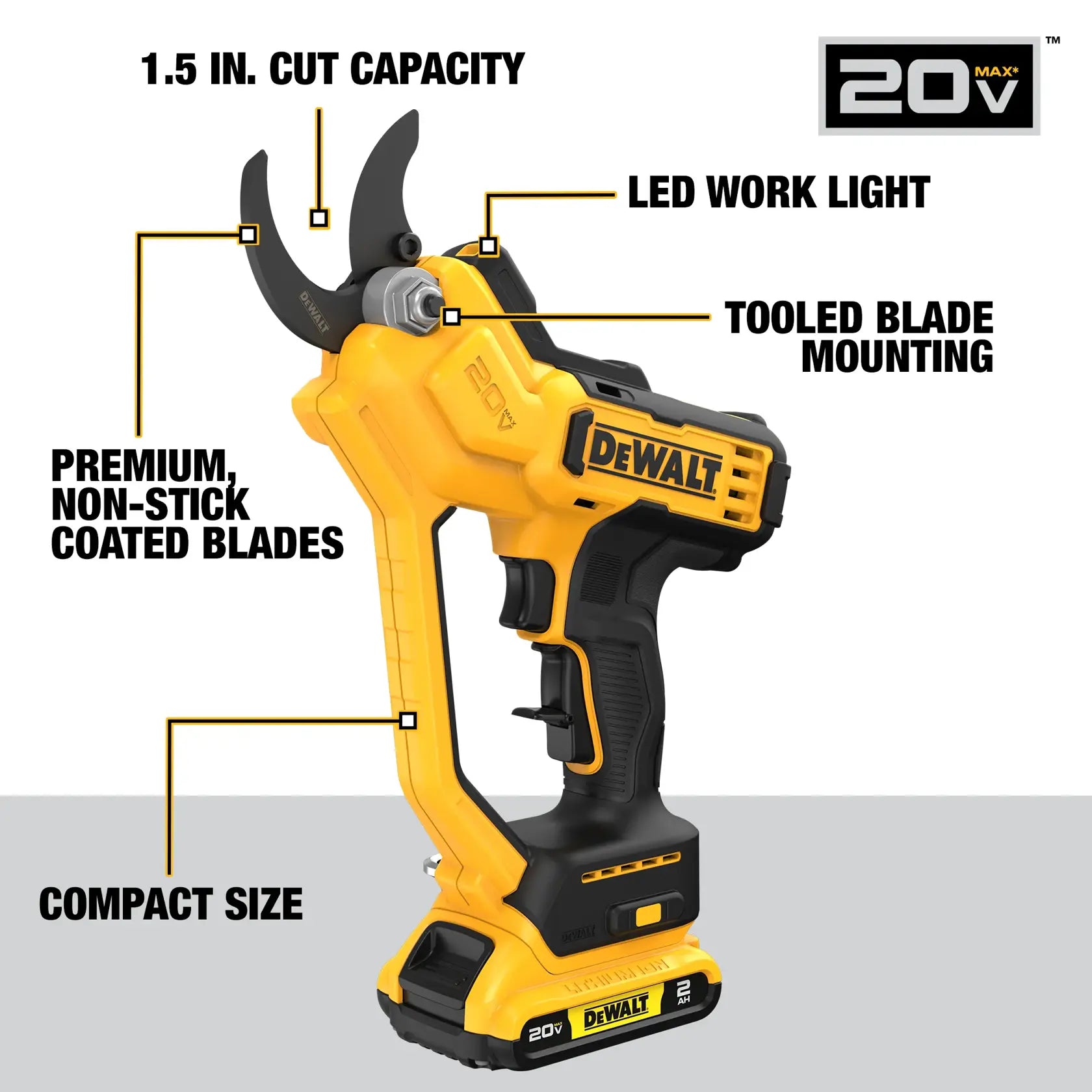 DEWALT DCPR320D1 - 20V MAX 1-1/2-in. Cordless Pruner Kit