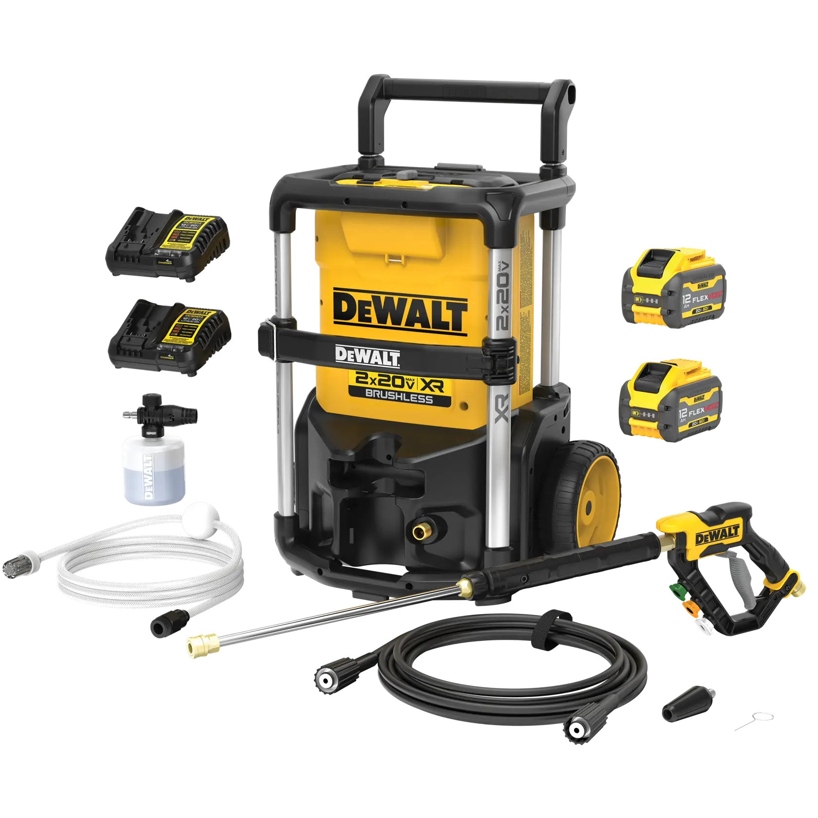 DEWALT DCPW1600Y2 - 2X20V MAX 1,600 MAX PSI 1.2 GPM Brushless Cordless Pressure Washer Kit