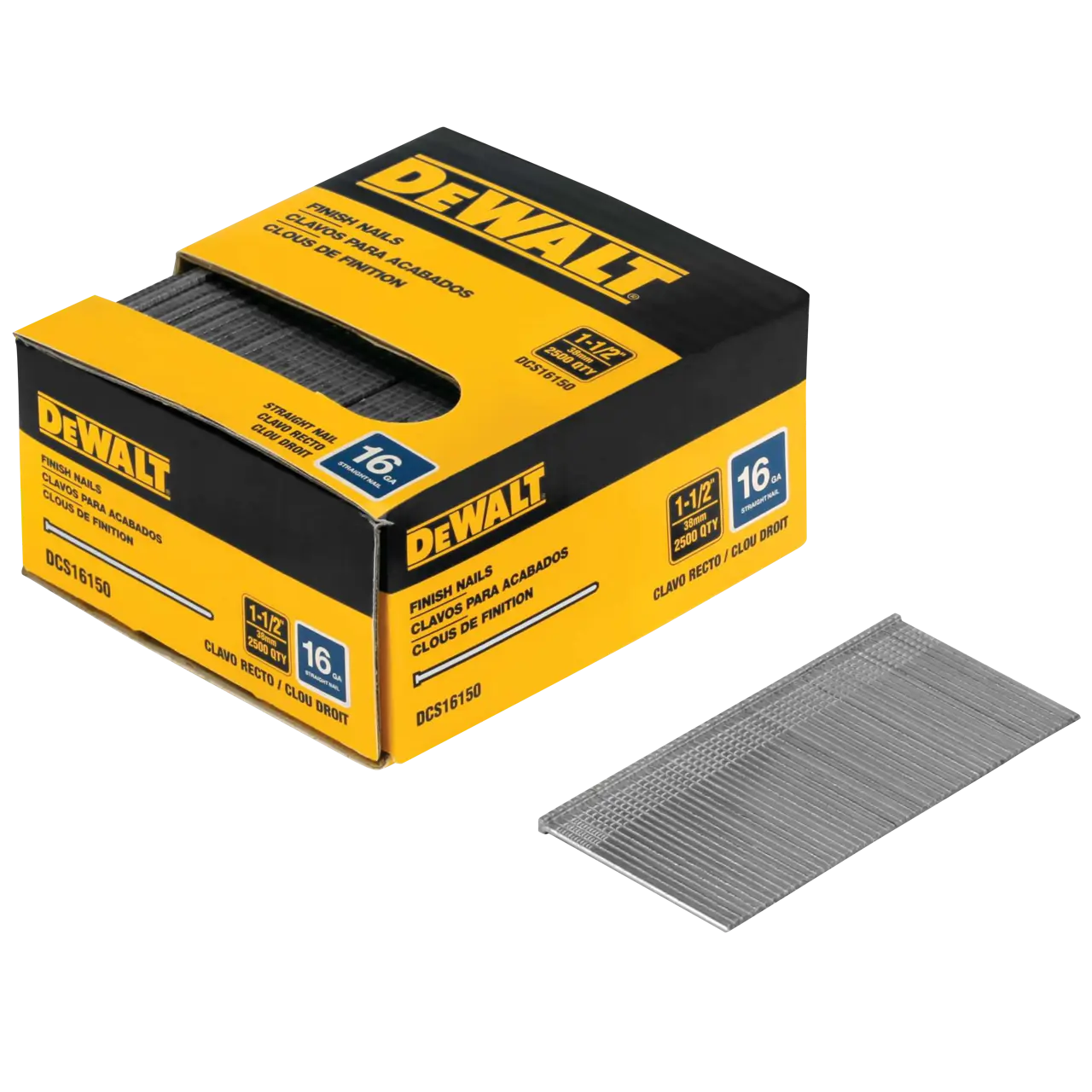 DEWALT DCS16150 - 16 gauge 1-1/2-in. Straight finish nails (2500-pack)