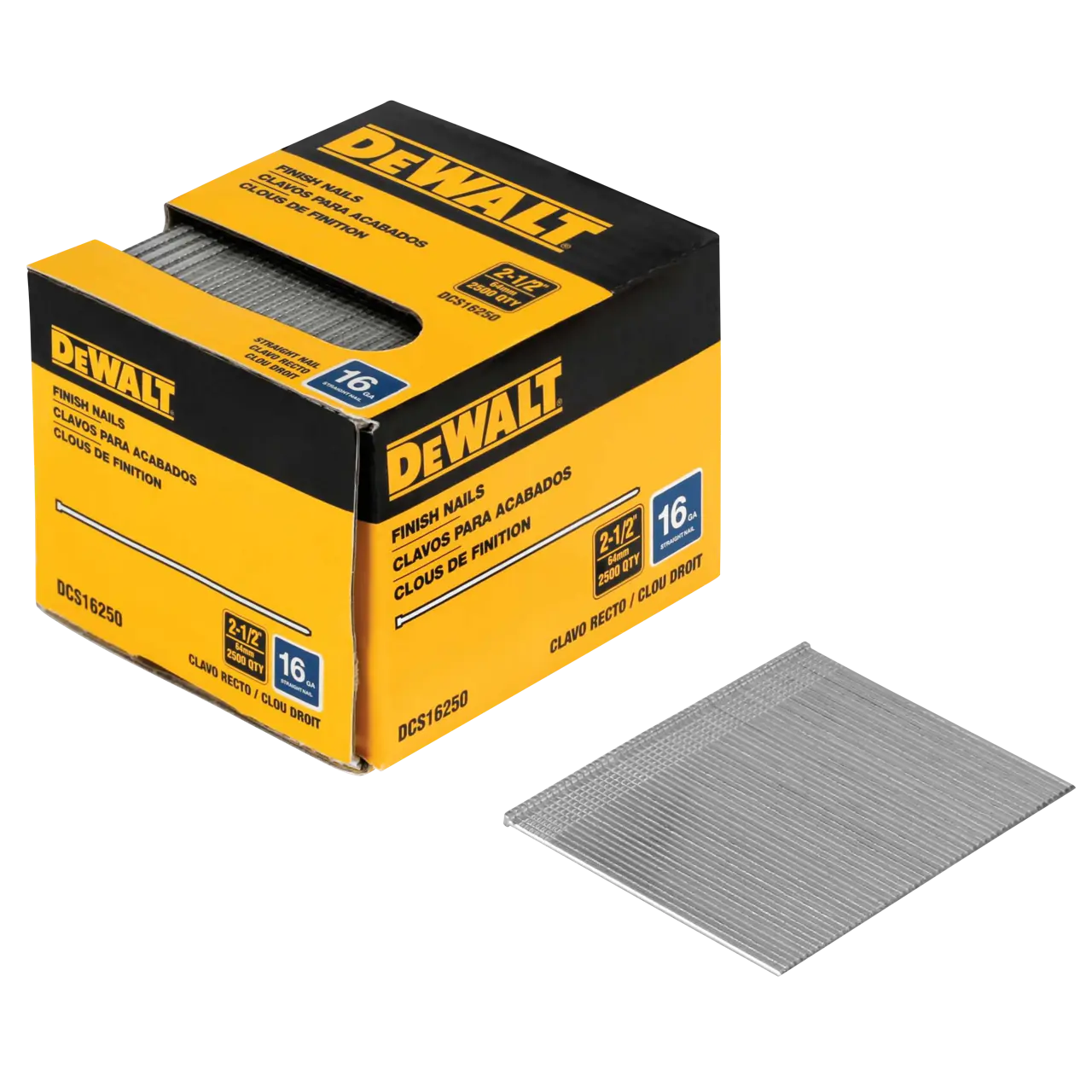 DEWALT DCS16250 - 16 gauge 2-1/2-in. Straight finish nails (2500-pack)