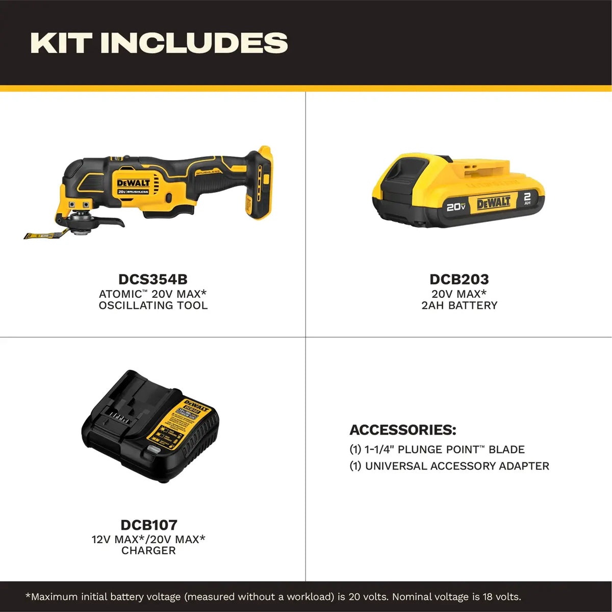 DEWALT DCS354D1 - ATOMIC™ 20V MAX* Brushless Cordless Oscillating Multi-Tool Kit