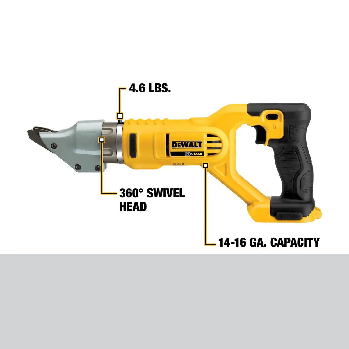 DEWALT DCS494B - 20V MAX* 14 Gauge Swivel Head Double Cut Metal Shear
