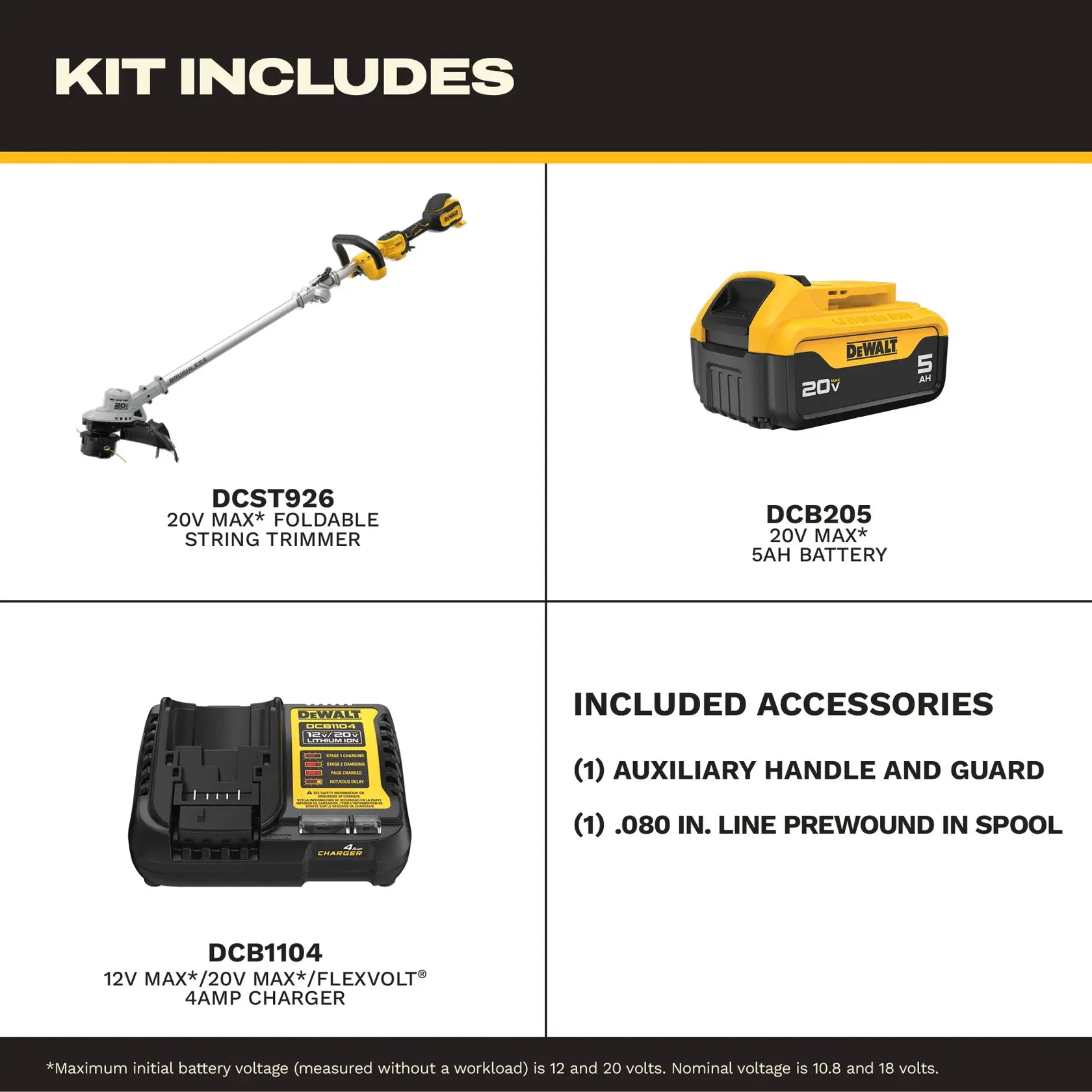 DEWALT DCST926P1 - 20V MAX Brushless Cordless Foldable String Trimmer Kit