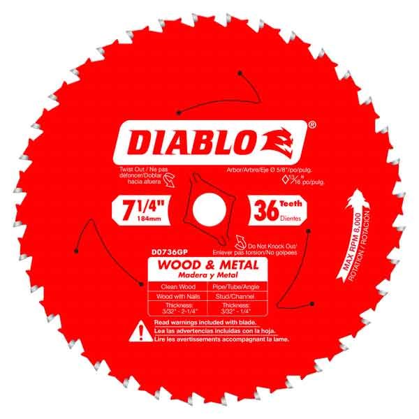DIABLO D0736GP - 7-1/4'' 36T GENERAL PURPOSE SAW BLADE DIABLO