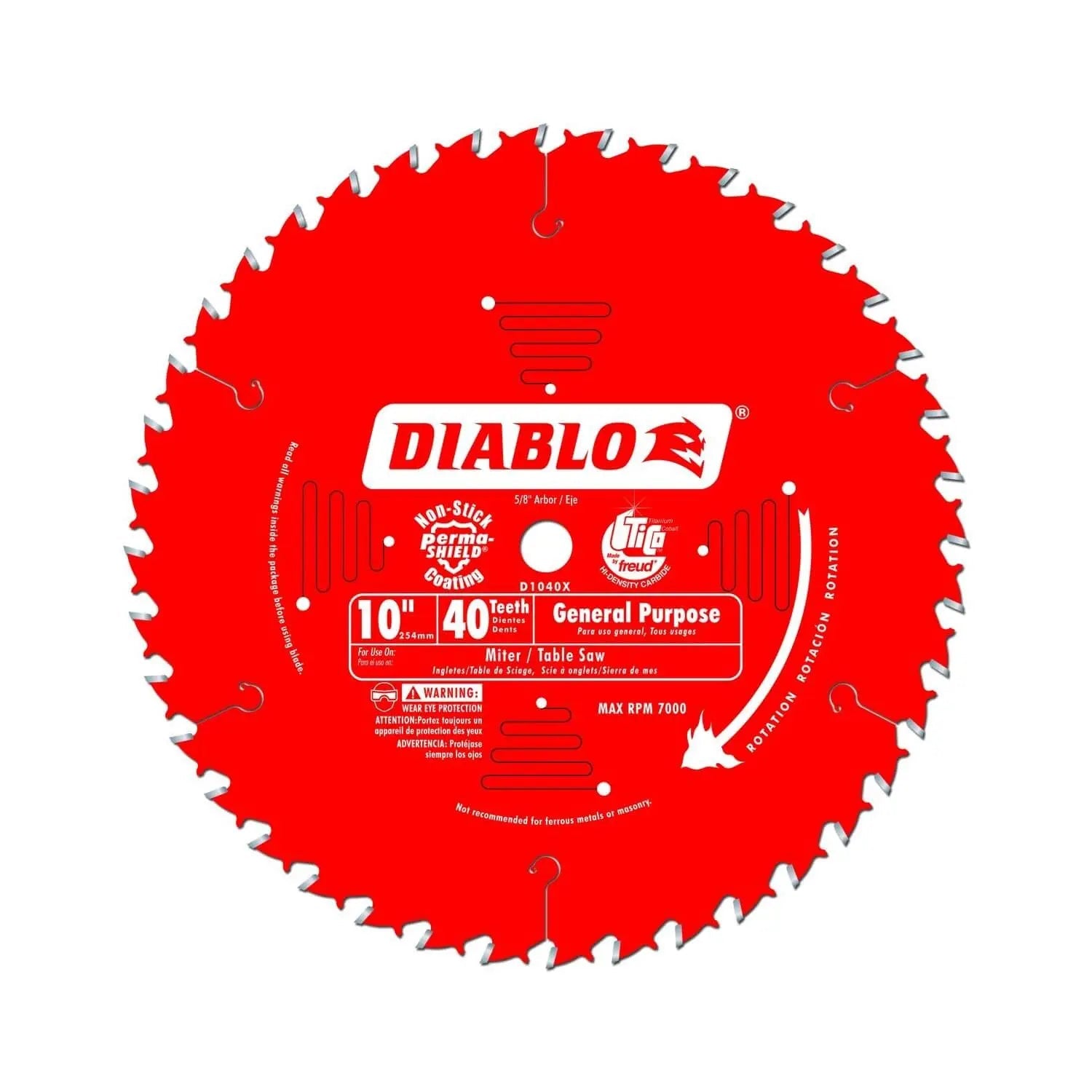 Diablo D1040X - 10" x 40-Teeth General Purpose Saw Blade for Wood DIABLO