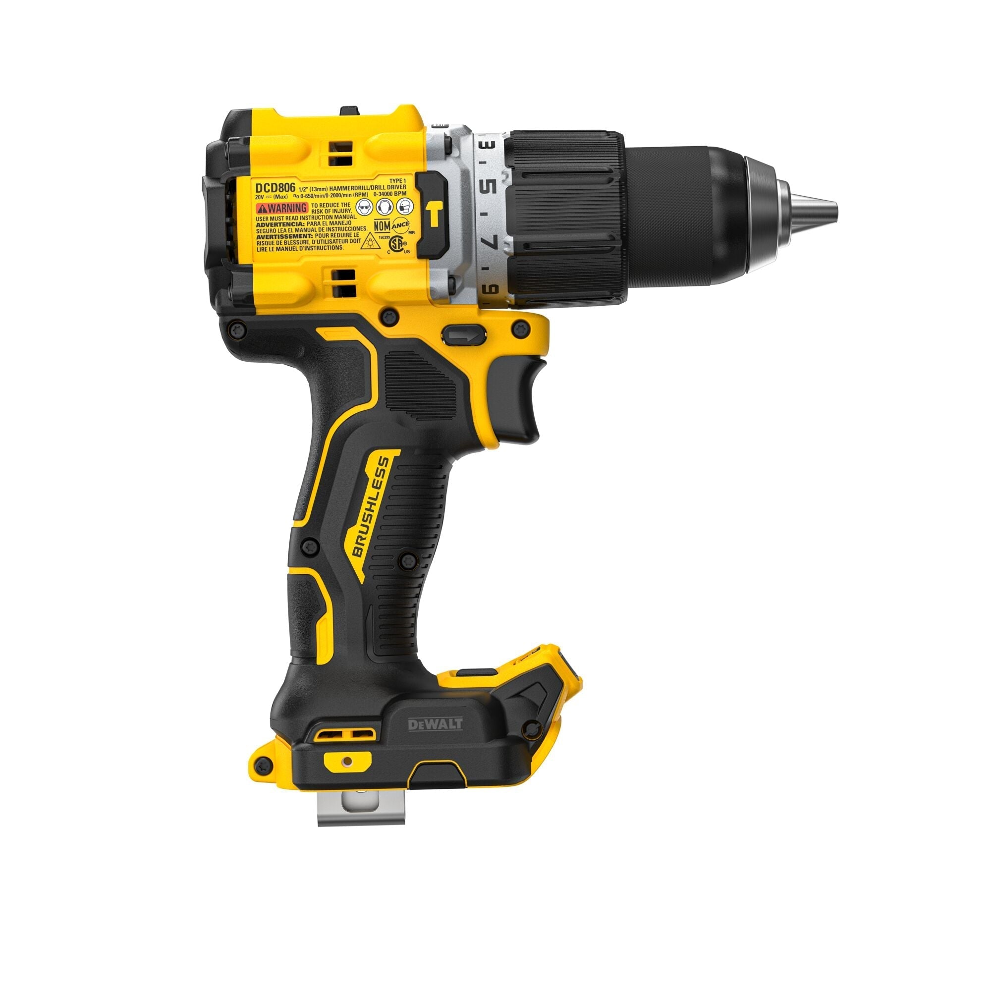 DEWALT DCD806B – DEWALT 20V MAX* XR® Brushless Cordless 1/2 in. Hammer Drill (Tool Only) DEWALT