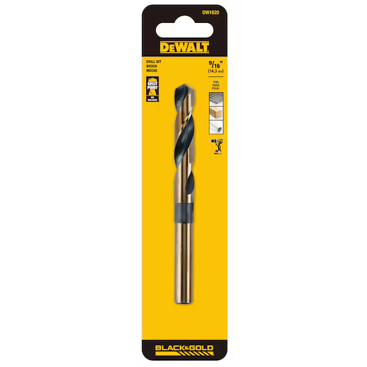 DeWalt DW1620 - 9/16" Silver & Deming Black Oxide Drill Bit - 1/2" Shank