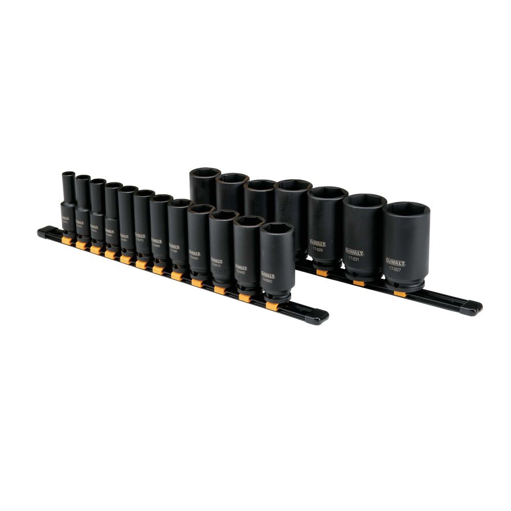 DEWALT DWMT19239 19 PIECE 1/2 IN DRIVE DEEP IMPACT SOCKET SET 6 PT DEWALT
