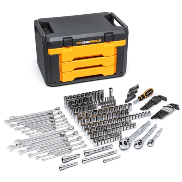 Gearwrench 80940 - 219 Piece Mechanics Tool Set in 3 Drawer Storage Box