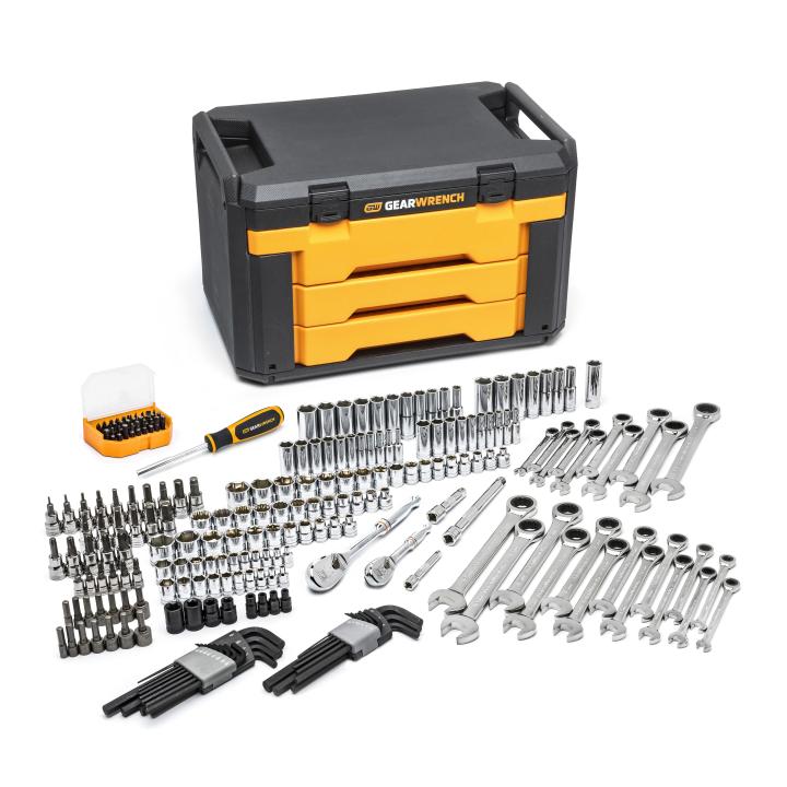 Gearwrench GW80944 - 232 Piece Mechanics Tool Set in 3 Drawer Storage Box