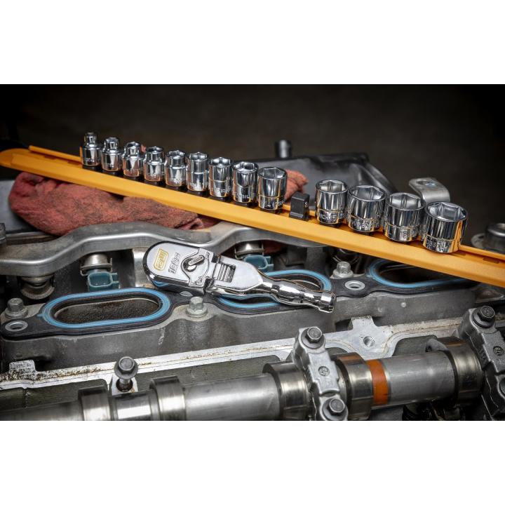 Gearwrench 81212XP - 3/8" Drive 120XP™ Full Polish Chrome Stubby Flex Head Teardrop Ratchet 4-3/4"