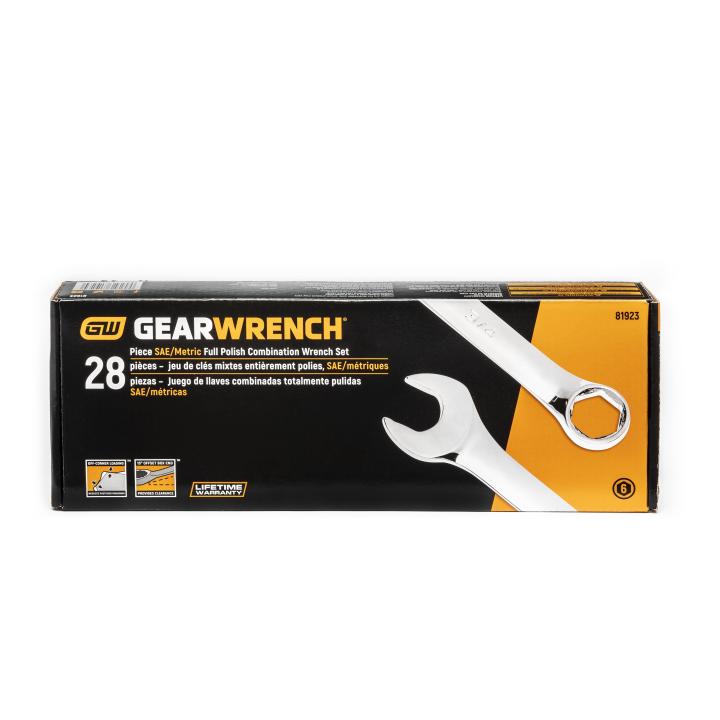 Gearwrench 81923 - 28 Piece 6 Point Combination SAE/Metric Wrench Set