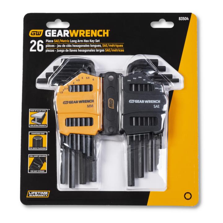 Gearwrench 83504 - 26 Piece Long Arm SAE/Metric Hex Key Set