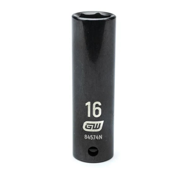 Gearwrench 84574N - 1/2" Drive 16MM 6 Point Deep Well Impact Socket