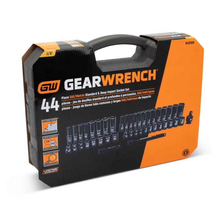Gearwrench 84916N - 44 Piece 3/8" Drive 6 Point Standard & Deep Impact SAE/Metric Socket Set
