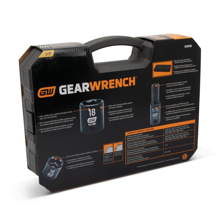 Gearwrench 84916N - 44 Piece 3/8" Drive 6 Point Standard & Deep Impact SAE/Metric Socket Set